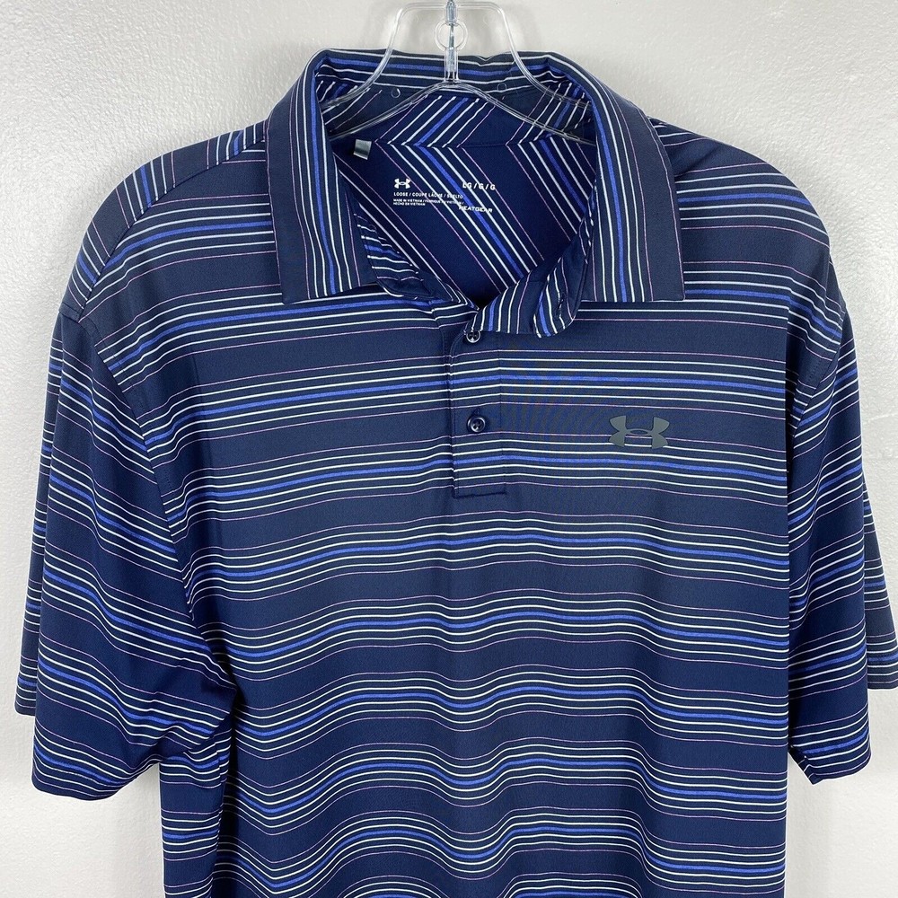 Under Armour Golf Polo Shirt Adult Mens Loose L Heat Gear Short Sleeve Sports